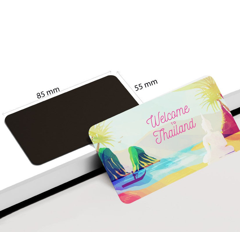 dhcrafts Rectangular Rubber Fridge Magnet / Magnetic Card Multicolor Thailand D2 Design Pack of 1 (8.6cm x 5.4cm)